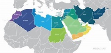 Mapa a color de medio oriente con nombres de estados miembros. | Vector ...
