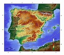 Large topographical map of Spain | Spain | Europe | Mapsland | Maps of ...