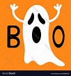 Funny flying ghost boo text happy halloween Vector Image