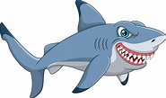 tiburón de dibujos animados aislado sobre fondo blanco 7179109 Vector ...