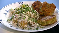 Grøddeller med kartoffelsalat og ærtepure | Opskrift | Kartoffelsalat ...