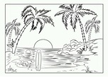 Paisaje de Playa para colorear, imprimir e dibujar –ColoringOnly.Com