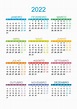 Calendario 2022 Modelo De Calendário 2022 Com Linha 2737635 Vetor No ...