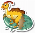 dinosaurio parasaurolophus que nace de un huevo pegatina de personaje ...
