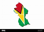Mapa de Guyana con la bandera nacional superpuesta sobre el país. 3D ...