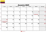 Calendario Agosto 2021 Colombia Para Imprimir