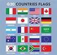 g20 países conjunto de coleta de bandeiras índia rússia china frança ...