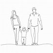 Continuous line drawing of happy family, vector illustration 2838798 ...
