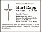 Traueranzeigen von Karl Rapp | trauer.op-online.de