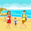Vacaciones de verano en la playa familia de dibujos animados de ...