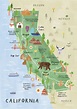 California Illustrated Map - California Print - California Map - La ...