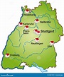Mapa de Baden-Wuerttemberg ilustração stock. Ilustração de naturalizado ...