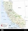 Mapa físico muy detallado del estado de California en los Estados ...