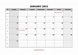 2021 Full Calendar With Spaces | Calendar Template Printable