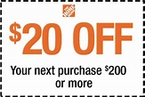Home Depot $20 Off $200 Printable Coupon Delivered Instantly to your ...