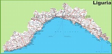 Large detailed map of Liguria with cities and towns - Ontheworldmap.com