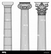 Un conjunto de griego antiguo e histórico con columnas de estilo Dórico ...