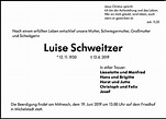 Traueranzeigen von Luise Schweitzer | www.vrm-trauer.de