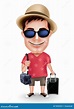 Tourist Traveler Man Vector Character Wearing Casual Dress and Hat with ...