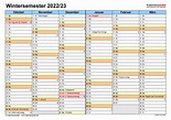 Semesterkalender 2022 23 F R Excel Zum Ausdrucken Free Calendar 2021 ...