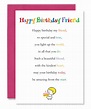 Happy Birthday Friend Greetings Card With Beautiful Poem Friendship ...