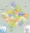 Large political and administrative map of Kosovo with roads, cities and ...