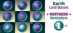Earth Land Masses: Northern Hemisphere ONE of two: Nine views of ...