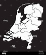 Mapa de las provincias de los Países Bajos con blanco y negro Imagen ...