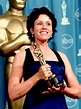 Frances McDormand winning her Oscar for Fargo. Gown by Richard Tyler ...