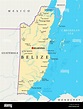 Political map of Belize with capital Belmopan, national borders ...