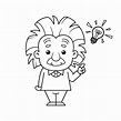 Black And White Albert Einstein Cartoon Character Has Idea 7642088 ...