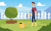 gardener man cartoon with pliers and watering can vector design 2679961 ...