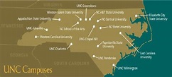 A map of all the University of North Carolina (UNC) campuses. The ...