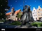 Statue of Swietopelk II, duke of Pomerania, and Dominican Gothic church ...