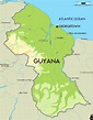 Physical map of Guyana - Map of physical map of Guyana (South America ...