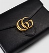Gucci Gg Marmont Leather Chain Wallet in Black | Lyst