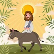 jesús montando burro el domingo de ramos 4985378 Vector en Vecteezy
