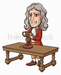Isaac Newton Inventing Reflecting Telescope Cartoon Clipart - FriendlyStock