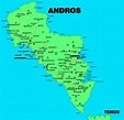 Andros | Map of Andros island , Cyclades, Greece