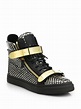 Giuseppe zanotti Snakeskin-embossed Leather High-top Sneakers in Black ...