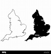 Mapa negro de Inglaterra sobre fondo blanco. Contorno Signo de mapa de ...