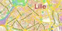 Lille France PDF Map Vector Exact City Plan Low Detailed Street Map editable Adobe PDF in layers