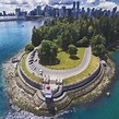 Spectacular drone shot of Stanley Park with Downtown Vancouver in the ...