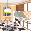 Vector ilustración de dibujos animados de un interior de cocina ...