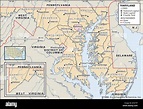 Mapa político de Maryland Fotografía de stock - Alamy