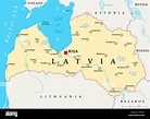 La lettonia mappa politico con capitale Riga i confini nazionali ...