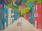 Perspective drawing project for kids. All done in pencil first, step by ...