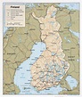 Large political and administrative map of Finland with relief, roads ...