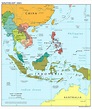 Large Scale Political Map Of Southeast Asia With Relief Capitals And ...