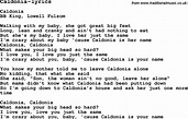 Blues Guitar lesson for Caldonia-lyrics, with Chords, Tabs, and Lyrics